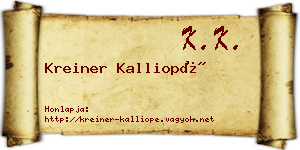 Kreiner Kalliopé névjegykártya